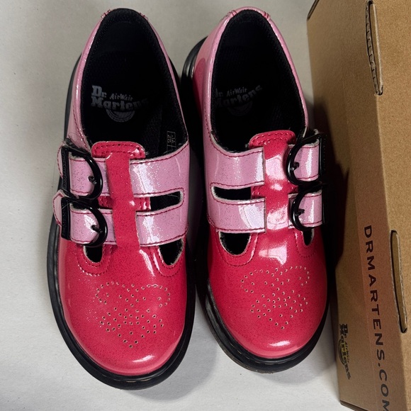 Dr. Martens Kids Dual-Tone Pink Mary Jane with sparkly sole Girls size 12 Pink - Picture 2 of 13